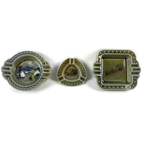 Wade of Ireland Porcelain Ashtray Wade Company Armagh Set of Three - Picture 3 of 12